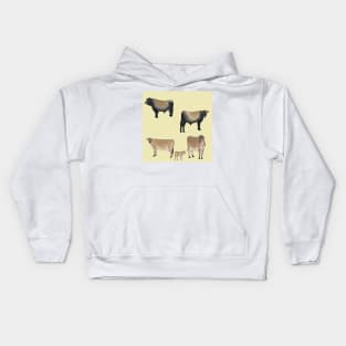 Jersey Cows Pattern Yellow Kids Hoodie